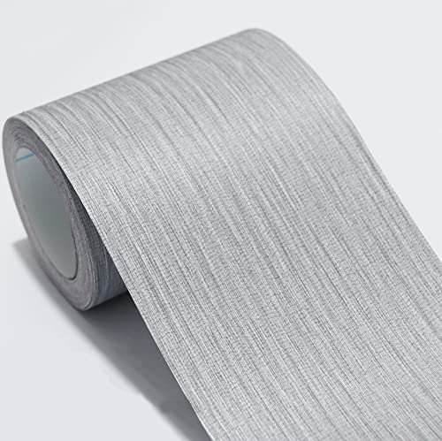 Bordure de papier peint Frise Murale Adhesive Bordure Papier Peint Frise Autocollante pour Cuisine, Salle de Bains, Plafond, Salon, Chambre Décoration Murale Gris foncé soyeux 20cm X 500cm
