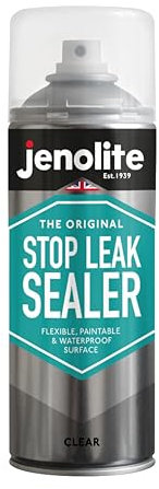 JENOLITE Stop Leak Sigillante Spray | TRANSPARENTE | 400ml | Sigilla Grondaie, Ripara Perdite sul Tetto | Impermeabilizzante Spray Sigillante | Sigillante impermeabile di lunga durata
