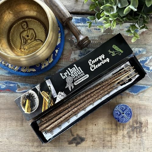 Tribal Soul Incense Sticks (3 Packs x 15g) – Hand-rolled in India, Natural & Aromatic Scents for Cleansing, Meditation: (Energy Clearing)