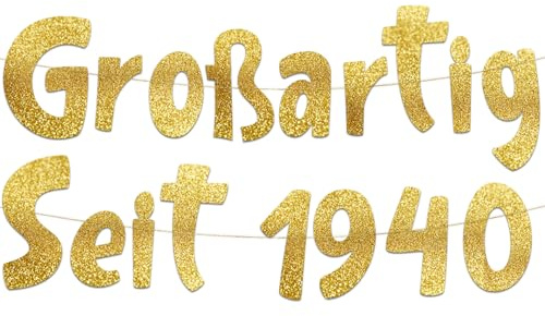 Glitzer-banner med Aufschrift Großartig Seit 1940, Party-Dekorationen und Zubehör für 85. Geburtstag