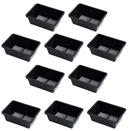 DEARMAMY Paquete de 10 bandejas rectangulares para vivero de Plantas, bandejas Negras de PP para Inicio de Cultivo, 7.28 x 5.31 x 2.55 Pulgadas, bandejas de germinación de plántulas para Uso