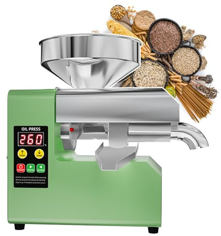 Pressa per Olio Calda/Fredda Automatica, Attrezzatura per Olio in Acciaio Inossidabile con Temperatura di Riscaldamento e Uscita di 40℃-300℃: 3-6 kg/H e Uscita Olio Laterale