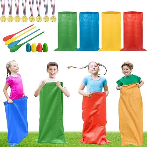 Sports Day Kit,Outdoor Games,Sports Day Games,Egg and Spoon Race,Potato Sack Race,Birthday Party, Field Day Family Day Yard Lawn Easter Fall Festival Games