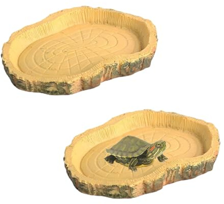 Terra per Tartarughe da Terra,2 Pezzi Ciotola Rettili Ciotola per Acqua E Cibo per Rettili Abbeveratoio per Tartarughe di Terra Adatto per Rettili E Anfibi Lucertole Rane Gechi Tartarughe Paguri