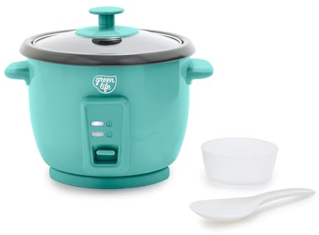 GreenLife Rice Cooker, 3-Cups Uncooked/6-Cups Cooked, Turquoise