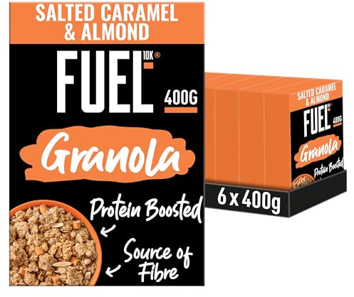FUEL10K Salted Caramel & Almond High Protein Granola Breakfast Cereal, 400 g (Pack of 6)