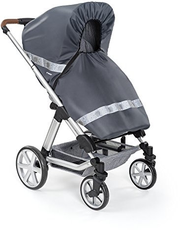 reer DesignLine RainSafe Classic+ Regenschutz für Kombi-Kinderwagen mit Reißverschluss, Reflektoren und Aufbewahrungstasche