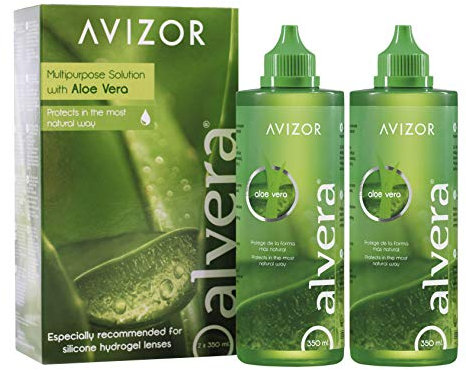 Avizor Liquido per lenti a contatto Alvera 2 × 350 ml con custodie. Soluzione per la pulizia e la disinfezione di tutti i tipi di lenti a contatto morbide.