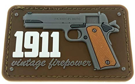 1911 Vintage Firepower Brown PVC Airsoft Paintball Morale Patch