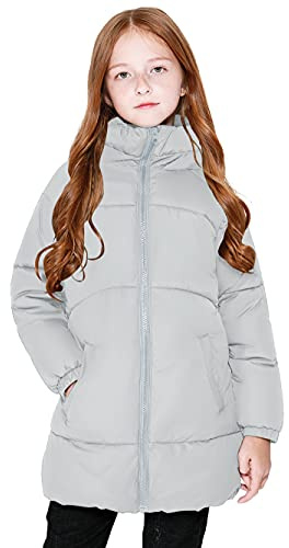 SOLOCOTE Niñas Invierno Abrigos Niños Pesado Mediana Longitud Chaquetas Caliente Puffly Down-like Algodón Guata Ropa de abrigo para niños gris 11-12 años