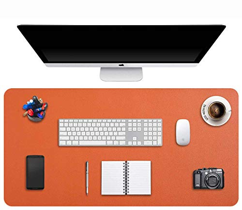 Desk Pad Large, Extended Mouse Mat, Large Mouse Pad XXL, DOBAOJIA Desk Blotter, Laptop Mat, Writing Pad, Desk Mat for Office/Home, PU Leather Waterproof +Suede Non-Slip 35.4 X 16.9(Orange)