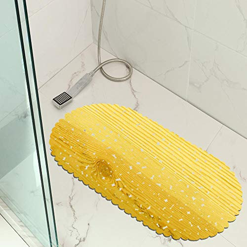 Jaeknxcg Badewanneneinlage rutschfest Badematten für Wanne Duschmatte mit Abflusslöchern Saugnäpfe Maschinenwaschbar 35X70CM Gelb