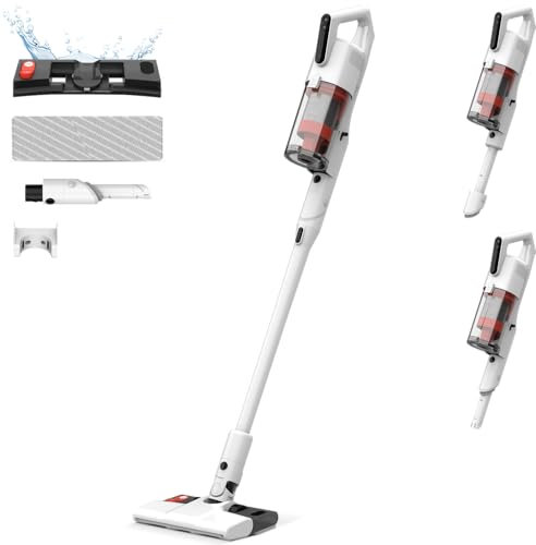 Deerma Staubsauger Kabellos: Akku Staubsauger mit Wischfunktion 2-in-1 Sauger mit Wischfunktion Vacuum Cleaner Ideal für Tierhaare alle Bodenarten Mit Langer Akkulaufzeit und einfacher