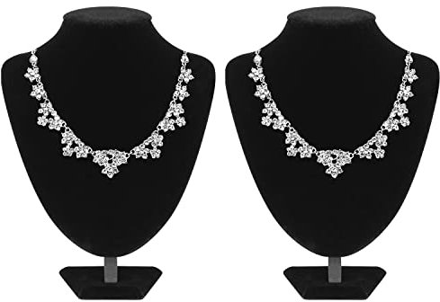 Polmart Samt-Porträt-Schmuckständer, 2 Stück, Schwarz, Schmuckständer, 3D-Schmuckbüste, Halskettenständer – 25 H cm