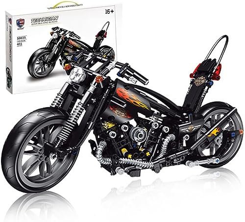 Havefun Technik Motorrad für Harley Knuckle Chopper Supermotorrad Modell, 451 Klemmbausteine Technik Rennen Motorrad Modellbausatz Konstruktionsspielzeug Kompatibel mit Lego Technic
