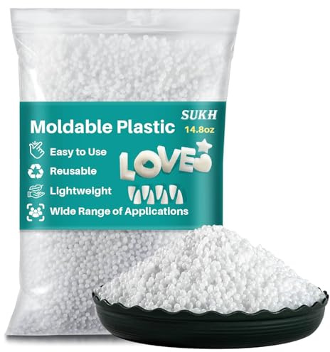 Sukh 14.8oz Moldable Plastic Pellets - Thermoplastic Beads Polymorph Plastic Meltable Reusable Thermal Beads for Crafts,DIY,Cosplay,Temporarily Repair,Modeling,Halloween Vampire Teeth Fangs