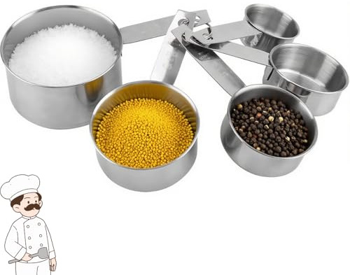 VIFERR Cucchiai Dosatori in Acciaio Inox 5 Pezzi Set di Misurini e Cucchiai Multifunzionale Cucchiaio Dosatore con Bilancia e Anelli per Misurare Solidi Liquido