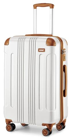 Kono 28 Inch Large Hard Shell Suitcase ABS Lightweight Luggage (Cream) | 4 Spinner Wheels, Combination Lock, 3-stage Handle, Water Resistant, Travel Suitcase for Bussiness Family Trip