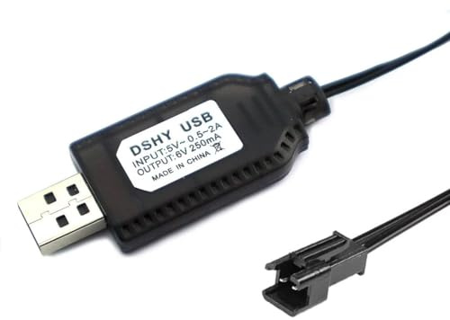 Akku-Ladekabel, USB Batterie Ladekabel ladegerät, 6V, für LiPo-Akkus, SM-2-Pin-Stecker, verwendet auf RC Toys ferngesteuerten Spielzeugen, Autos, Tanks, LKWs, Zügen, Booten