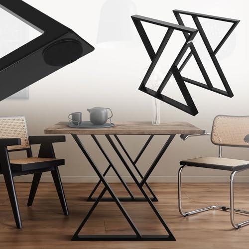 ML-Design 2 Stück Tischbeine 69xH72cm, Tischkufen X-Form, aus Stahl pulverbeschichtet, Schwarz, Industriedesign, Kufengestell für Esstisch/Schreibtisch, Tischgestell, Metall Möbelfüße für DIY-Projekte