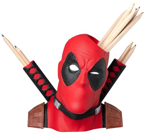 Grupo Erik Portapenne da Scrivania Deadpool Marvel 3D - Porta Penne da Scrivania Decorativo in Resina con tre Scomparti Interni | Cancelleria, Marvel Legends Must Have (19,5 x 12,5 x 16,5 cm)