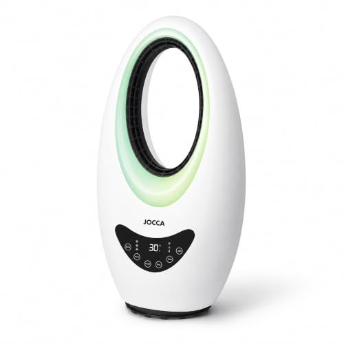 Ventilador Calefactor Sin Aspas Frío y Calor 2000W con Mando a Distancia | Control Táctil y Oscilación | Luces LED 4 Colores | Termostato Regulable 15-40°C | Temporizador
