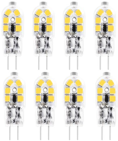 KUNKA T3 G4 LED Birne -Bi-Pin Sockel JC T3 Halogen Glühbirne- 20W Äquivalent, 360°, Kein Flackern, Stiftsockellampe Glühbirnen 12V AC/DC MR11 G4/GU4/GZ4 Bi-Pin Sockel (Kaltweiß 6000K, 8er-Set)
