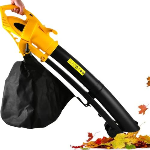 CraftNestUK 3 000 W trädgårdslövblåsare trädgårdsvakuum och dokumentförstörare 3 i 1, skärförhållande 10:1, 35 l påse med fallna blad, 270 km/h, 13,2 m3/min, elektrisk lövblås för gräsmattsvård