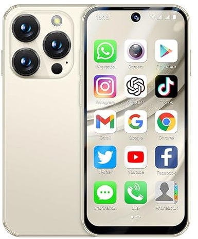 cofcvgs Mini Smartphone 4G (déverrouillé), Mini téléphone Portable 3,9 Pouces HD téléphone de Secours, 1950mah Batterie, Double Sim en Veille, Reconnaissance faciale (32GB Beige