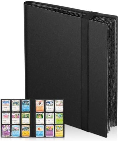Euqvunn Raccoglitore Carte, 24 Fogli 432 Tasche Album Carte Collezionabili, Binder Cartes a caricamento laterale, Album Porta Cartes a doppia facciata, Card Binder per TCG,MTG,Sports Cards(nero)