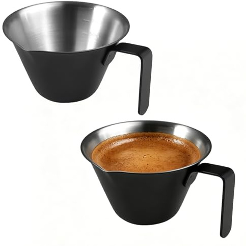 2 Piezas 100ML Vaso Medidor de Café,Accesorios de Espresso Acero Inoxidable