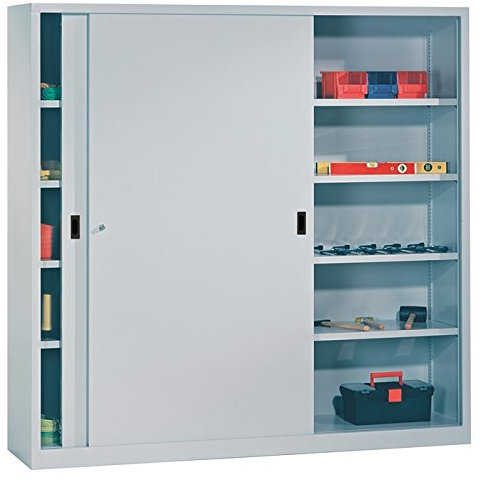 PAVOY GmbH Paul Van Oyen Schiebetürenschrank H1950xB1000xT500mm lichtgrau lichtgrau, RAL 7035 4 Vollblecht