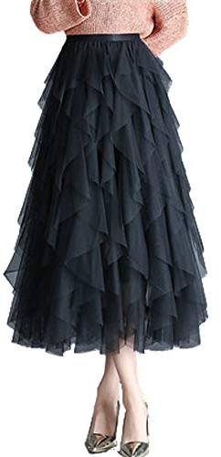 Femiserah Ligne A pour Femme, Tulle Noir, Taille Unique