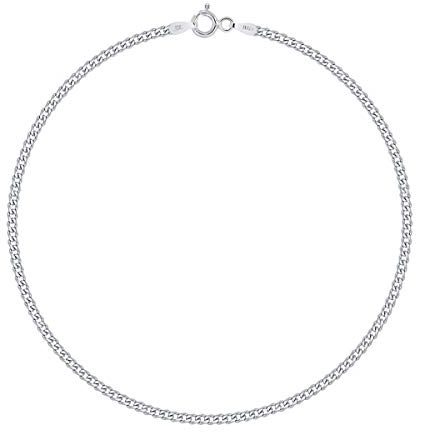 PLANETYS - Flache Panzerkette Armband 925 Sterling Silber rhodiniert 2 mm Breite Längen: 20 cm