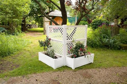 KHW Pflanzkasten groß mit Spalier (2-TLG.) 100 cm weiß - 2er Set
