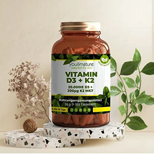 Vitamin D3 + K2 MK7 20.000 IE + 200 µg 180 Tabletten