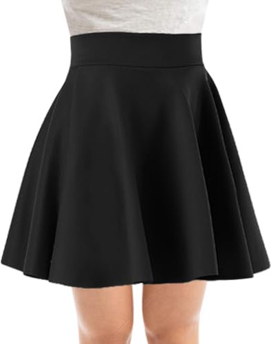 PopCouture Womens Mini High Waisted Flared Skater Skirt Black 20-22