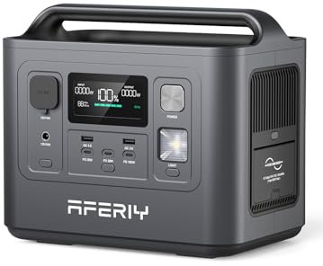 AFERIY Portable Power Station 800W, 512Wh Power Station LiFePO4 Battery, 1 Hour Fast Charging, AC 220V-240V, UPS, 3500+ Charge Circles, Solar Generator for Camping/RV/Home Backup, 7-Year Warranty
