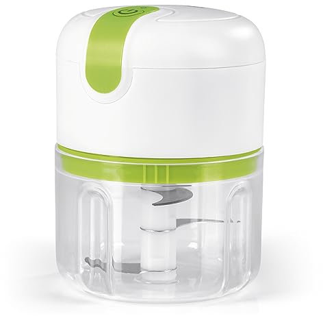 GOURMETmaxx Multi- Zerkleinerer mit praktischer Ein-Knopf-Bedienung, Akkubetrieb mit USB Aufadung | 250ml Volumen, 3 Edelstahl-Klingen, spülmaschinengeeignet | Ideal fürs Schneiden, Hacken und Mahlen