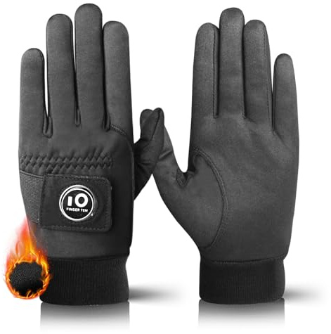 LOVMEAD Winter Golfhandschuhe Herren Linke/Rechte Hand Mit Ball Marker Warm Paar, WinterSof Kaltes Wetter Golf Handschuh Beide Hände Weicher Komfort (Schwarz, L)