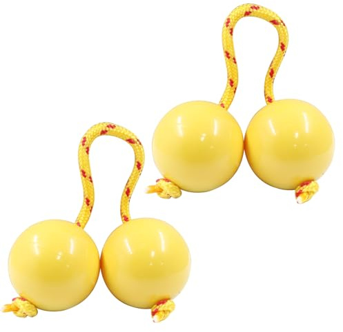 Hordion Aslatuas - 2 pares de bolas rítmicas Kashaka Shaker, instrumentos de percusión de mano, agitador africano, sonajero Asalato para adultos, adolescentes y principiantes, color amarillo