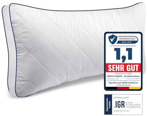 Gentle North Hochwertige Kopfkissen 40x80 cm groß in Hotelqualität - Flauschiges, gut gefülltes Schlafkissen für Allergiker geeignet (Ökotex 100 Zertifiziert) - 60° Waschbar