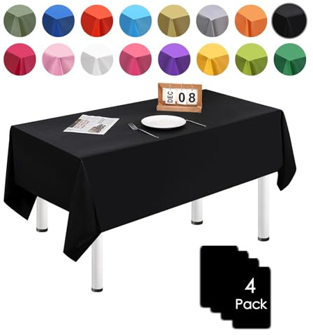 Paket med 4 extra stora rektangulära bordsdukar, 137 x 274 cm, enfärgad, rengörs med en trasa, vattentät, oljebeständig, för fester, dagligt bruk, picknick utomhus, bröllop