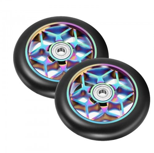 2 Piezas Ruedas de Patinete Scooter 110 mm, Ruedas de Repuesto para Patinete con Rodamientos ABEC-9, para Mayoría de Patinetes, Scooters (Colorido)