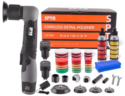 SPTA Akku Mini Polierer für Auto, 12V, zum Polieren, Schleifen und Reinigen