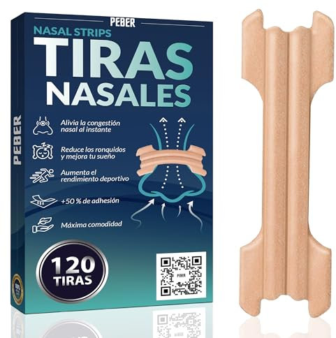 PEBER® 120 Tiras Nasales PREMIUM | Tiras Nasales Deportivas | Tiras Nasales Antironquidos | Tiritas Nariz Respirar | Tiras Nasales para Respirar Mejor