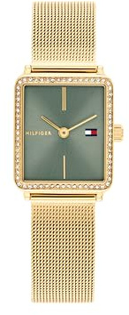 Tommy Hilfiger Zwei-Zeiger-Quarzwerk-Uhr für Damen mit Goldfarben Edelstahl-Mesh-Gliederarmband - 1782791