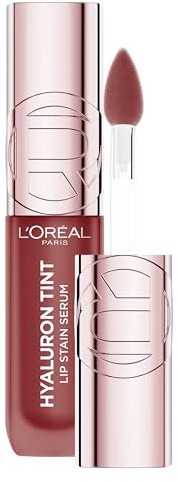 L'Oréal Paris Lip Stain Serum, Hyaluron Tint, Hydrating Lip Tint & Cheek Stain Infused with Hyaluronic Acid, 12H Longwear, Transfer-Proof & Waterproof, Natural Glass Skin Finish, 521 Bordeaux Please