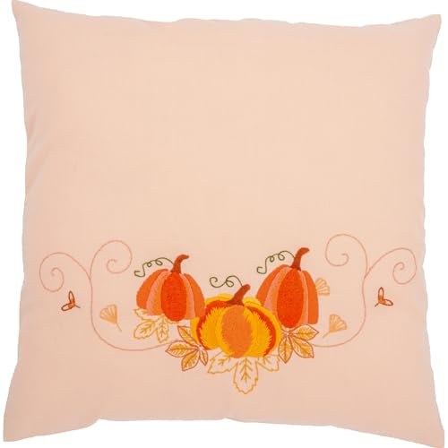 VERVACO broderiförpackning förtryckt kudde broderi set nybörjare pumpafrön broderiset örngott med dragkedja dekorativ kudde 40 x 40 cm DIY Deco pysselset hus dekoration