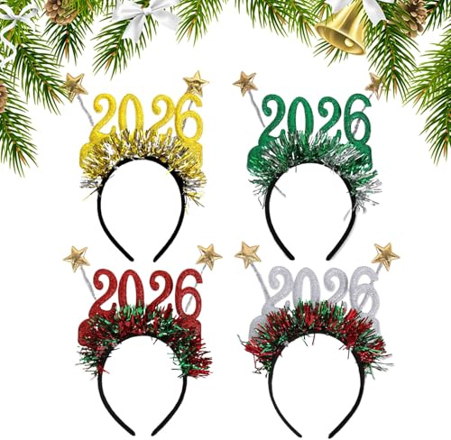 Jul Huvudbonad 4 Stycken Huvudprydnad 2026 | Festival Huvudprydnad Tillbehör För Julfest Och Vinter Fotorekvisita Och Utstyrsel Halloween Och Cosplay Barn Kvinnor Vuxna